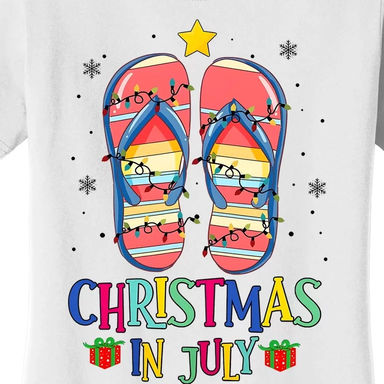 Christmas In July Summer Beach Slipper Christmas Light Women's T-Shirt