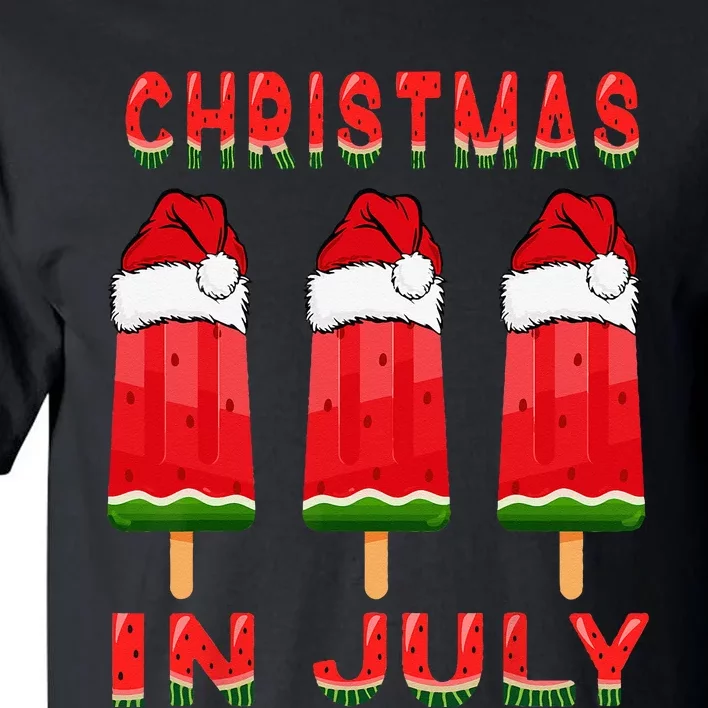 Christmas In July Watermelon Ice Pops Fun Christmas In July Tall T-Shirt