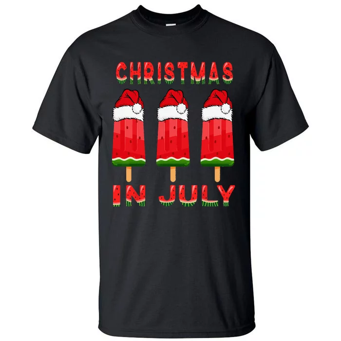 Christmas In July Watermelon Ice Pops Fun Christmas In July Tall T-Shirt