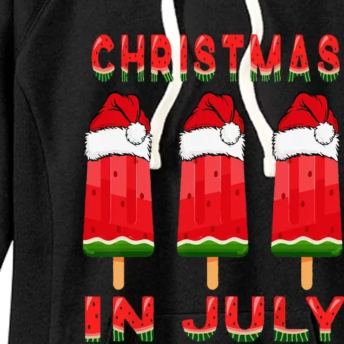 Christmas In July Watermelon Ice Pops Fun Christmas In July Women's Fleece Hoodie