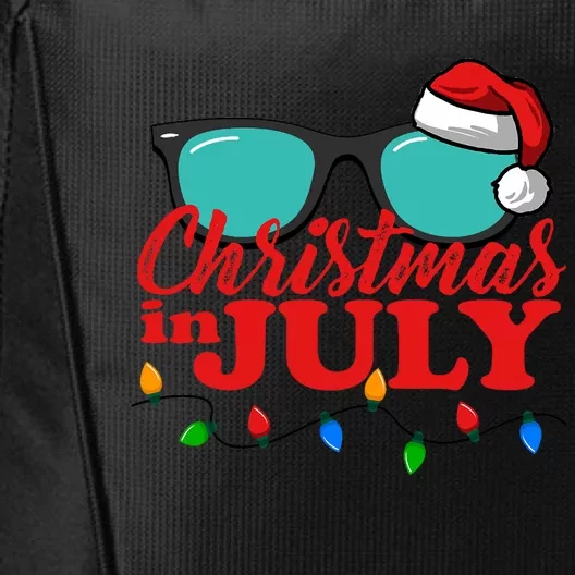 Christmas In July Santa Hat Sunglasses Summer Celebration City Backpack