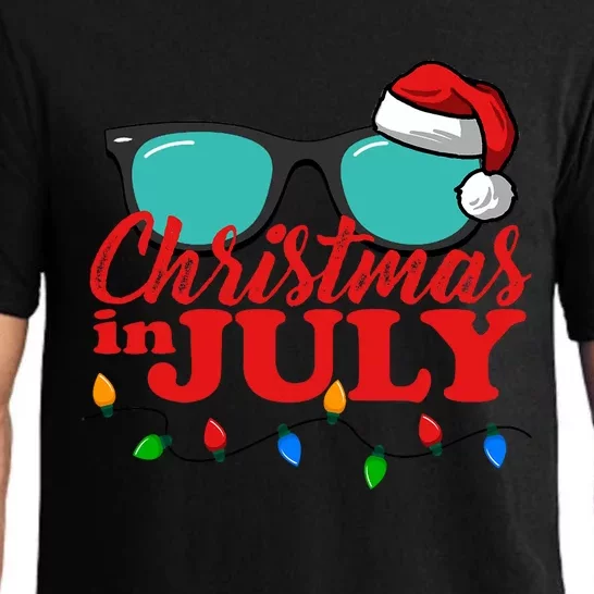 Christmas In July Santa Hat Sunglasses Summer Celebration Pajama Set