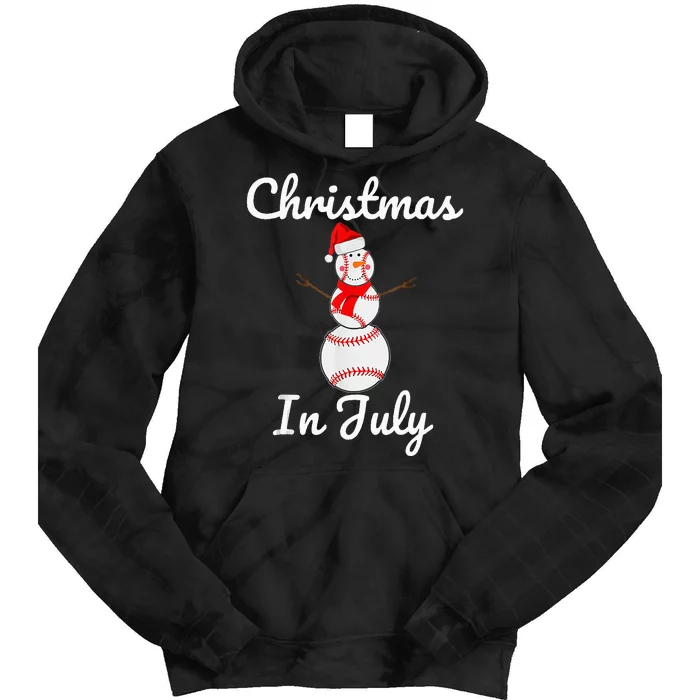 Christmas In July Baseball Snowman Santa Hat Summer 2021 Tie Dye Hoodie