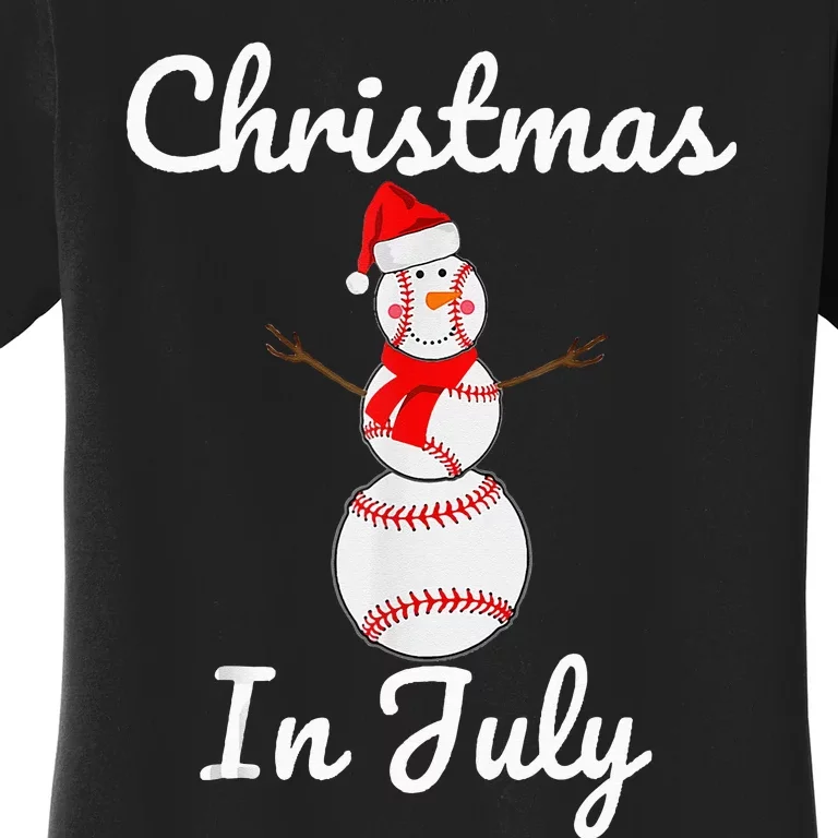 Christmas In July Baseball Snowman Santa Hat Summer 2021 Women's T-Shirt