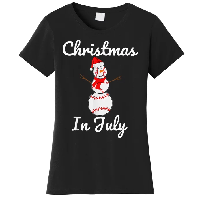 Christmas In July Baseball Snowman Santa Hat Summer 2021 Women's T-Shirt