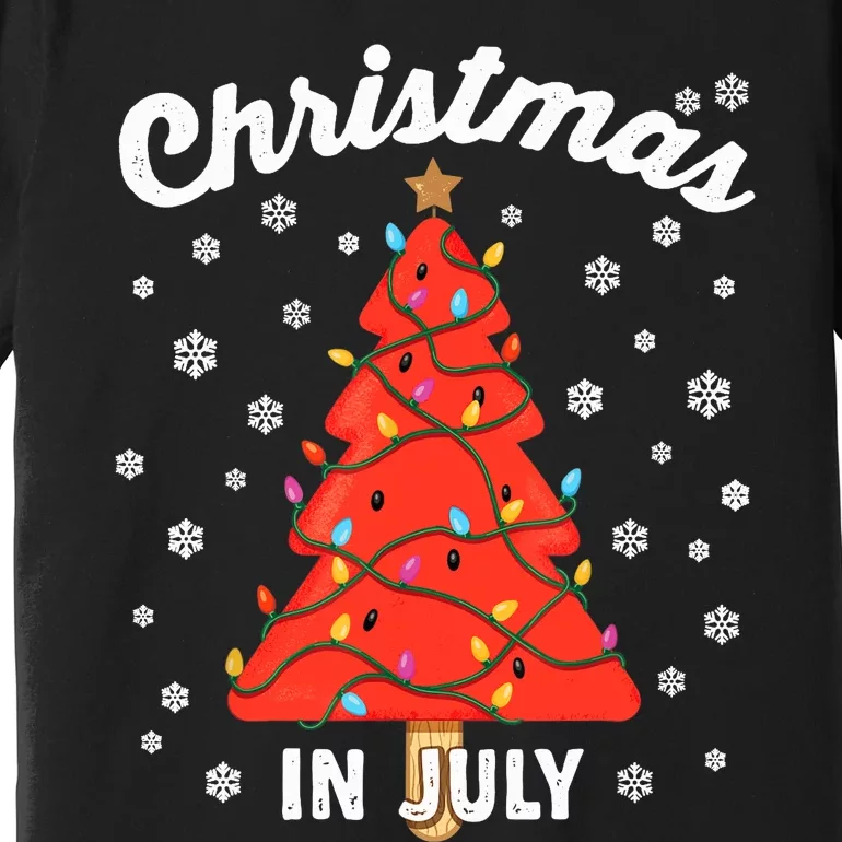 Christmas In July Watermelon Popsicle Tree Summer Xmas Party Premium T-Shirt