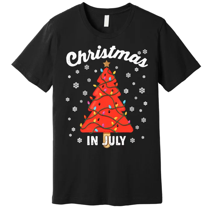 Christmas In July Watermelon Popsicle Tree Summer Xmas Party Premium T-Shirt