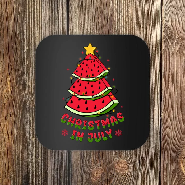 Christmas In July Watermelon Tree Summer Coaster