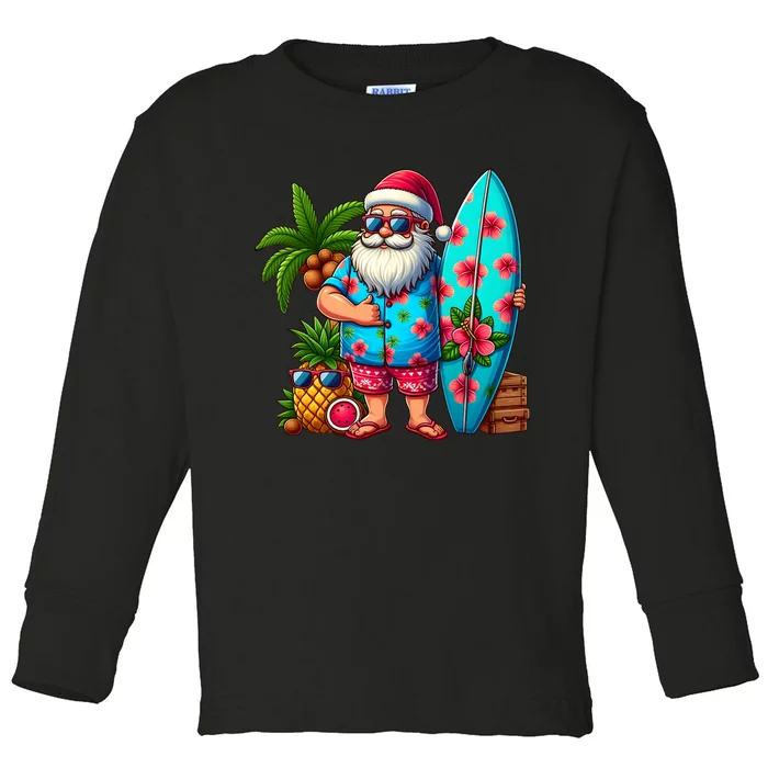 Christmas In July Santa Beach Summer Toddler Long Sleeve Shirt