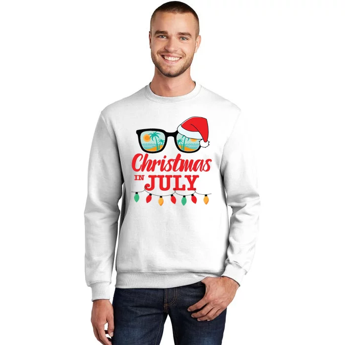 Christmas In July With Sunglasses Santa Hat For Summer Xmas Sweatshirt