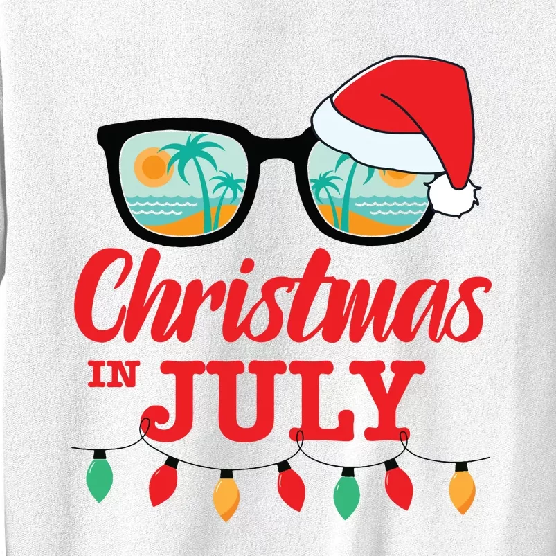 Christmas In July With Sunglasses Santa Hat For Summer Xmas Sweatshirt