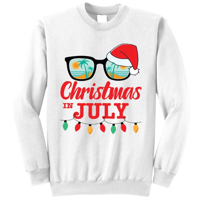 Christmas In July With Sunglasses Santa Hat For Summer Xmas Sweatshirt