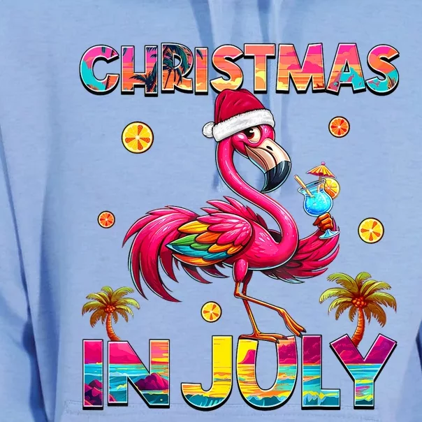 Christmas In July Flamingo Beach Summer Hawaii Unisex Surf Hoodie