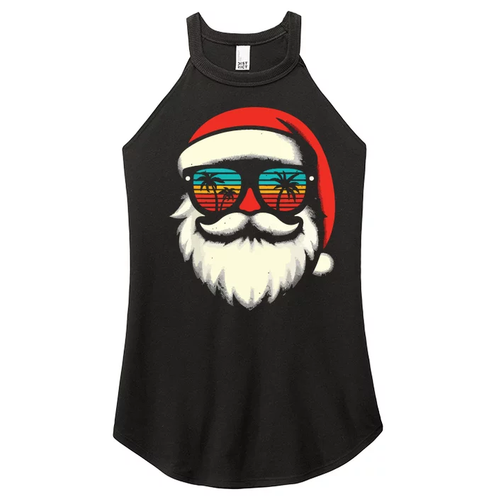 Christmas In July Santa Hat Sunglasses Beach Summer Vacation Women’s Perfect Tri Rocker Tank