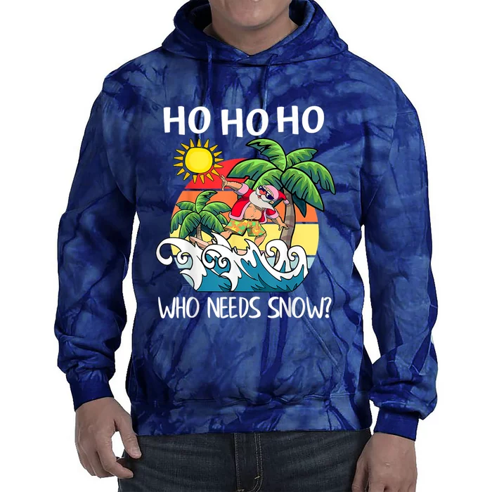 Christmas In July Funny Santa Surfing Summer Beach Vacation Tie Dye Hoodie