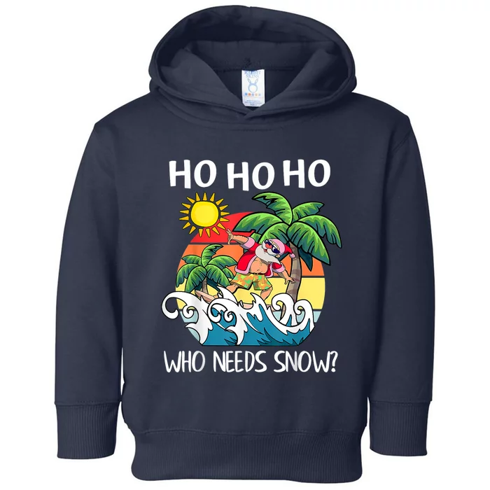 Christmas In July Funny Santa Surfing Summer Beach Vacation Toddler Hoodie