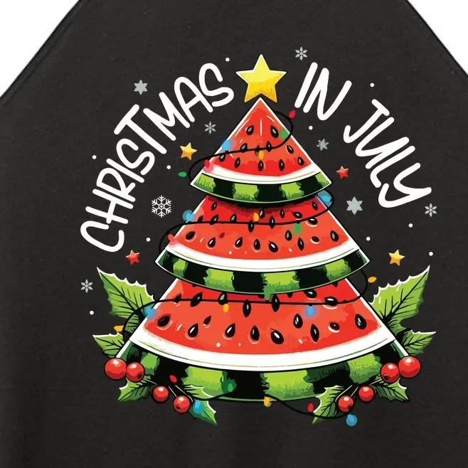 Christmas In July Watermelon Xmas Tree Summer Women’s Perfect Tri Rocker Tank