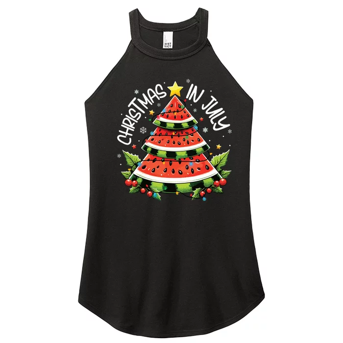 Christmas In July Watermelon Xmas Tree Summer Women’s Perfect Tri Rocker Tank