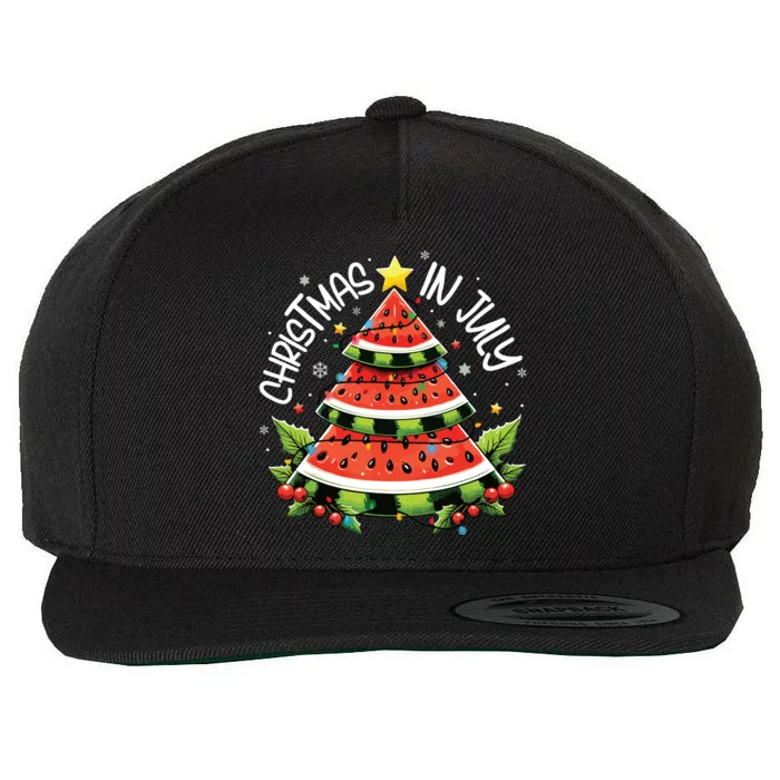 Christmas In July Watermelon Xmas Tree Summer Wool Snapback Cap