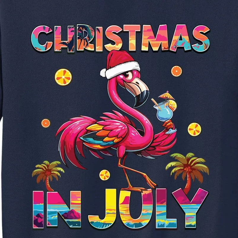 Christmas In July Flamingo Beach Summer Hawaii Girl Tall Sweatshirt