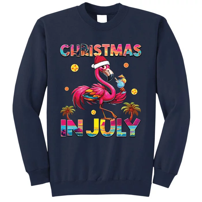 Christmas In July Flamingo Beach Summer Hawaii Girl Tall Sweatshirt