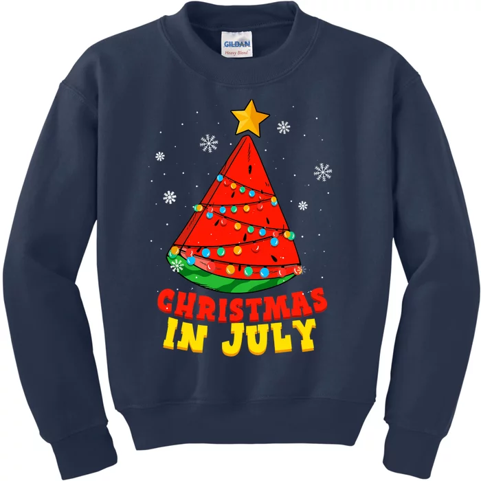 Christmas In July Watermelon Tree Summer Vacation Kids Sweatshirt