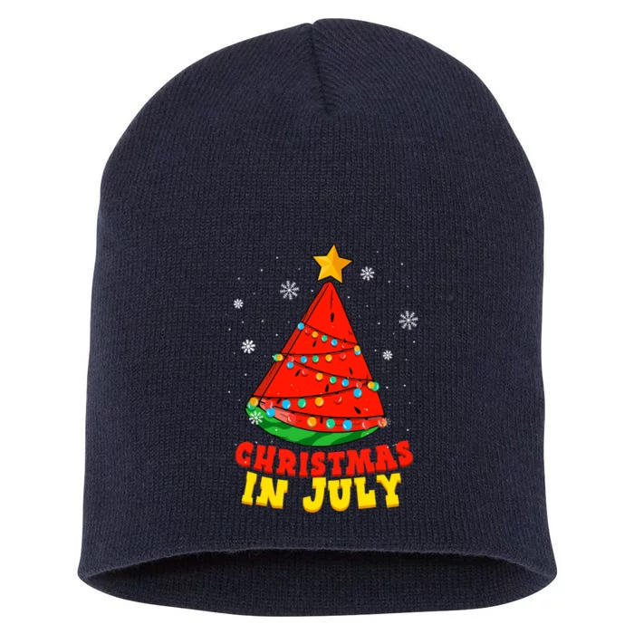 Christmas In July Watermelon Tree Summer Vacation Short Acrylic Beanie