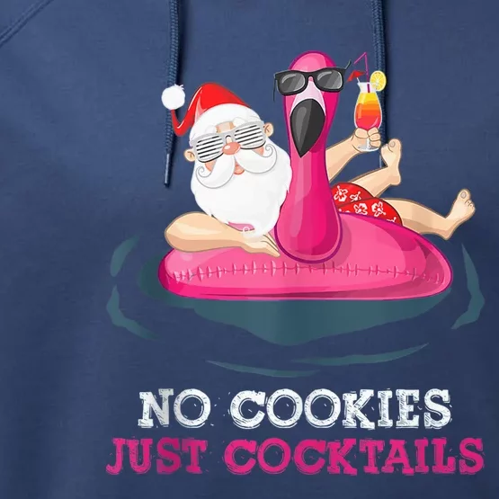 Christmas In July No Cookies Just Cocktails Summer Flamingo Tank Top Performance Fleece Hoodie