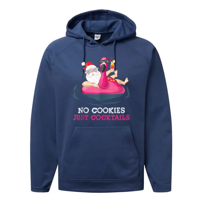 Christmas In July No Cookies Just Cocktails Summer Flamingo Tank Top Performance Fleece Hoodie