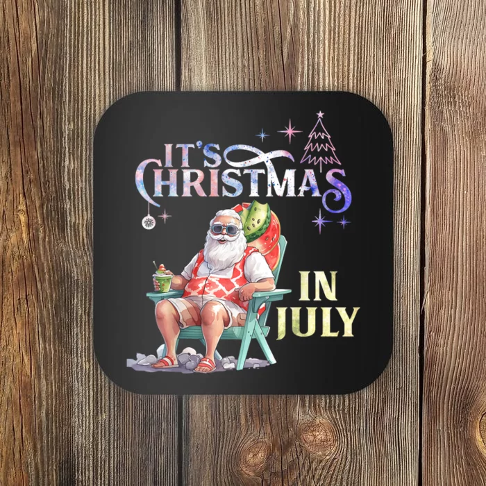 Christmas In July Santa Beach Summer Float Xmas Funny Christmas In July Shirts Coaster