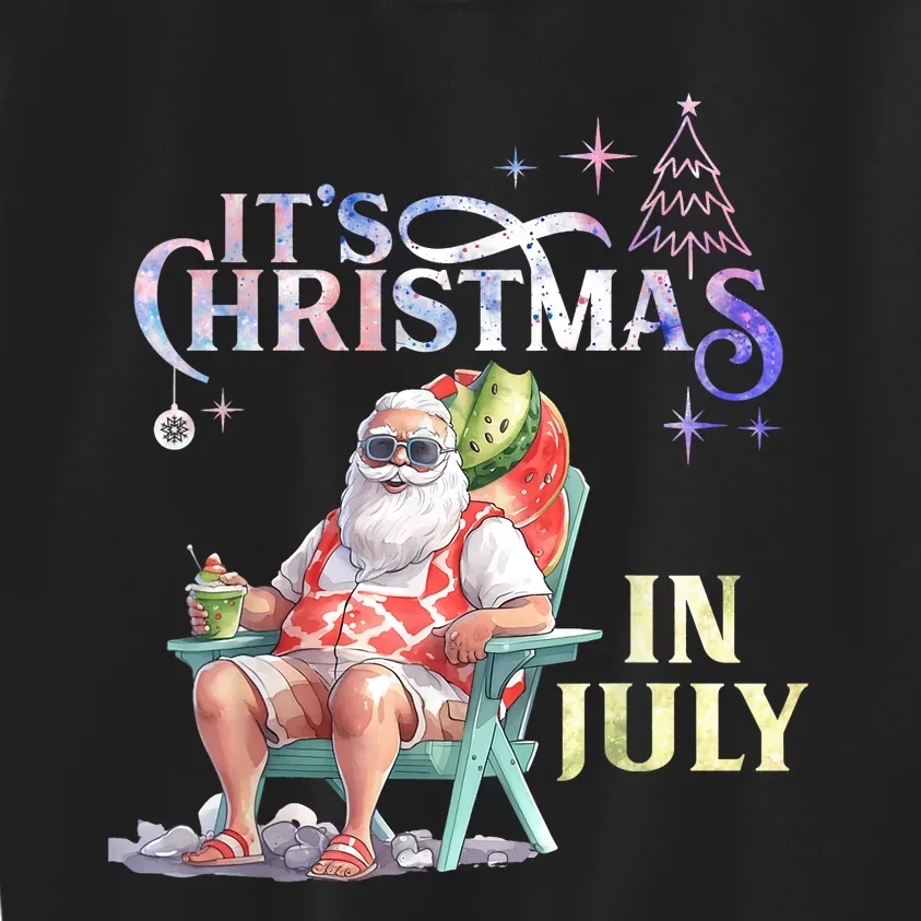 Christmas In July Santa Beach Summer Float Xmas Funny Christmas In July Shirts Kids Sweatshirt