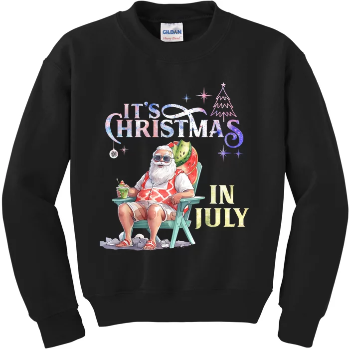 Christmas In July Santa Beach Summer Float Xmas Funny Christmas In July Shirts Kids Sweatshirt