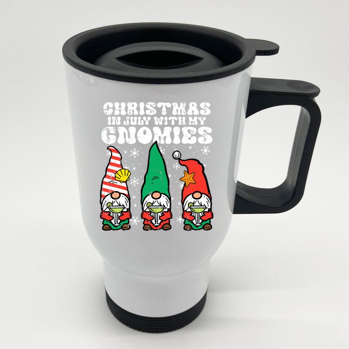 Christmas In July Gnomes Summer Xmas Matching Front & Back Stainless Steel Travel Mug