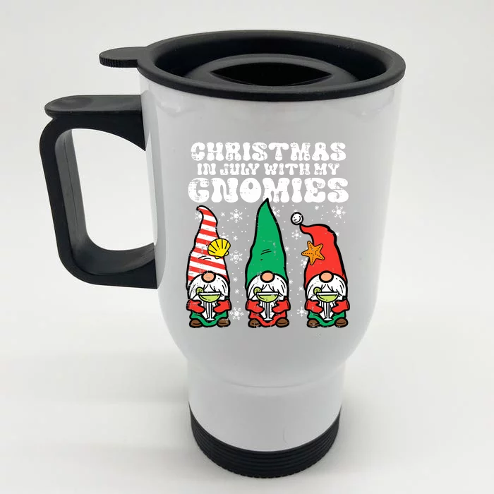 Christmas In July Gnomes Summer Xmas Matching Front & Back Stainless Steel Travel Mug