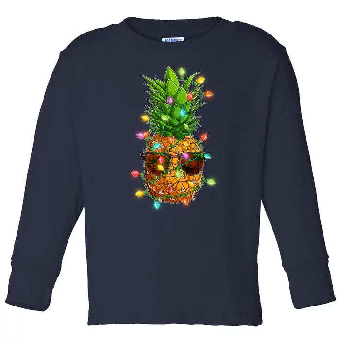 Christmas In July Tropical Vacation Pineapple Toddler Long Sleeve Shirt