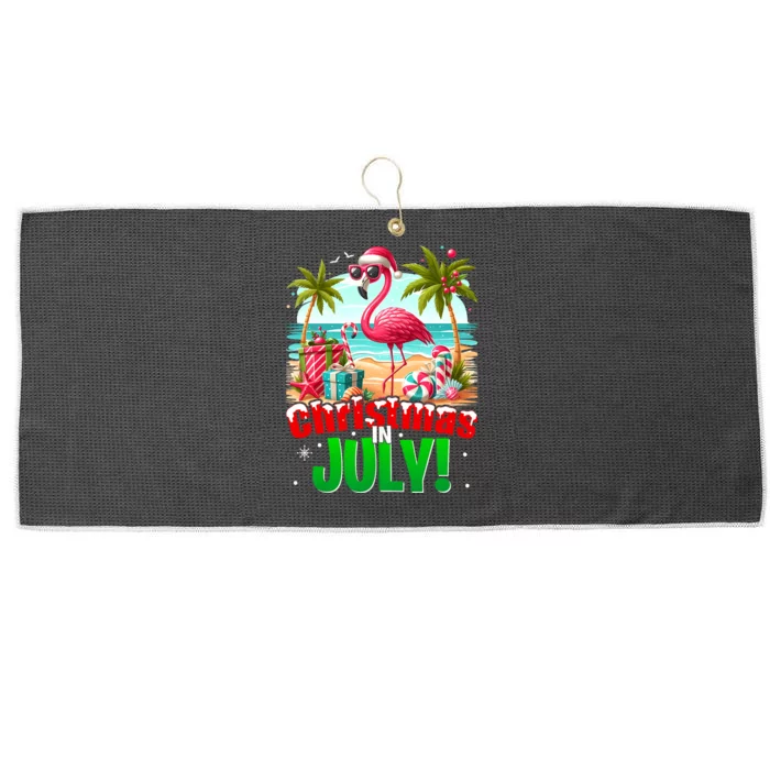 Christmas In July Flamingo Beach Summer Hawaii Large Microfiber Waffle Golf Towel