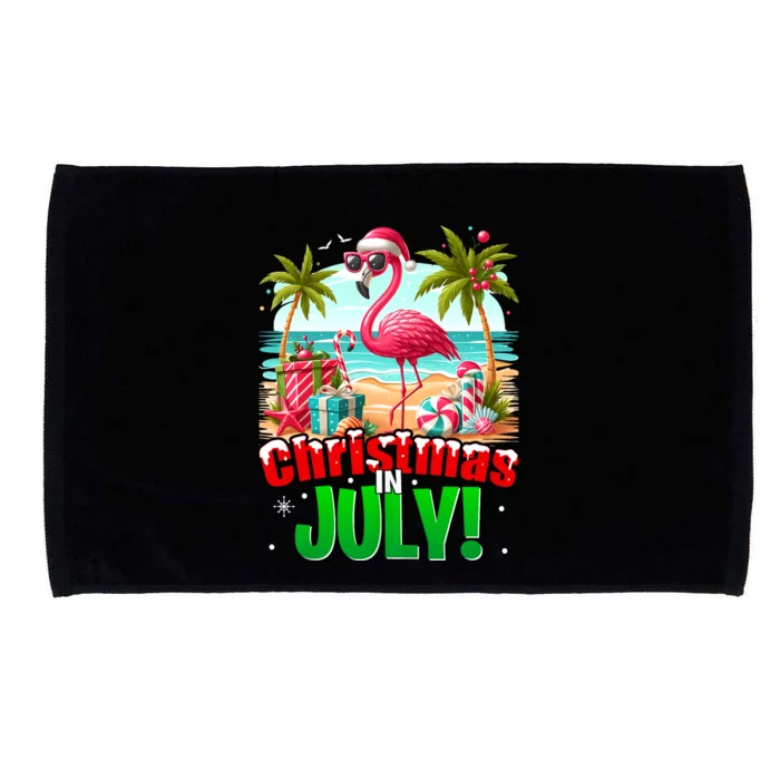 Christmas In July Flamingo Beach Summer Hawaii Microfiber Hand Towel