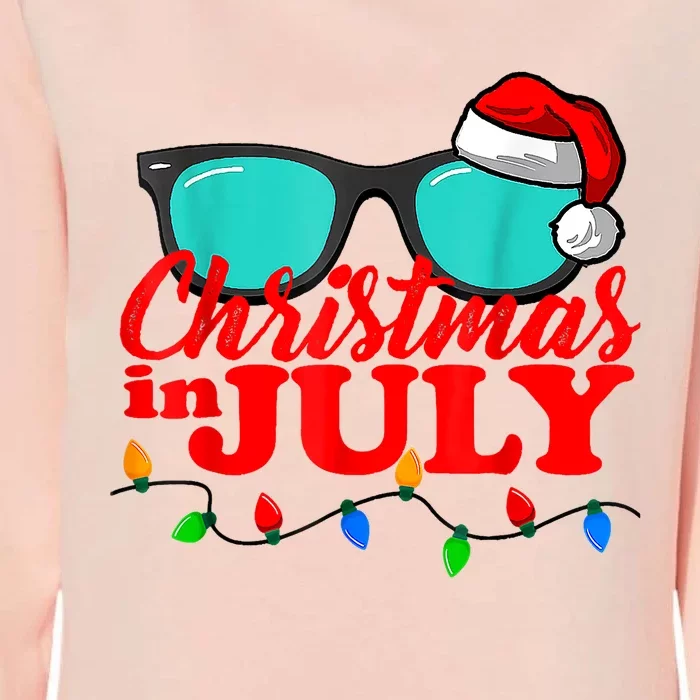 Christmas In July Santa Hat Sunglasses Summer Celebration Womens California Wash Sweatshirt