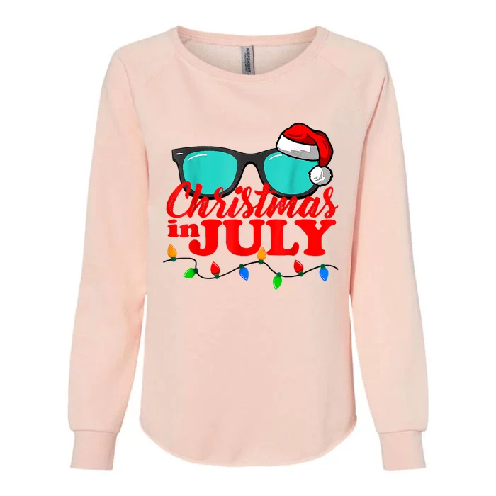 Christmas In July Santa Hat Sunglasses Summer Celebration Womens California Wash Sweatshirt