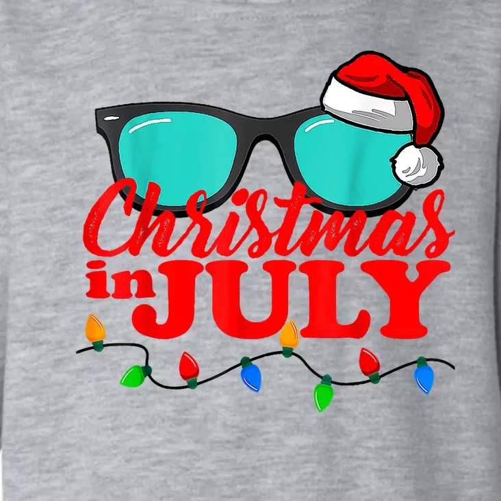 Christmas In July Santa Hat Sunglasses Summer Celebration Toddler Hoodie