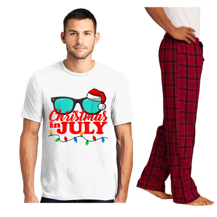 Christmas In July Santa Hat Sunglasses Summer Celebration Pajama Set