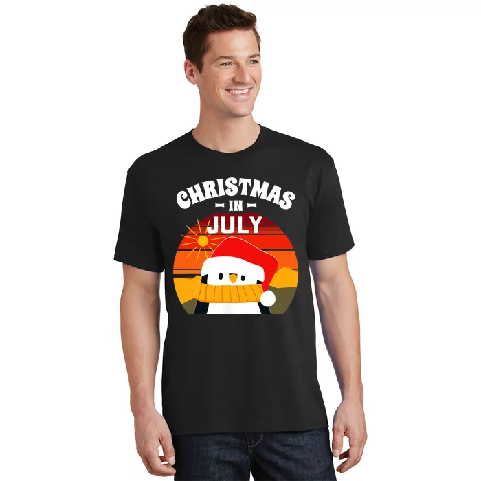 Christmas in July Summers Santa Penguin T-Shirt