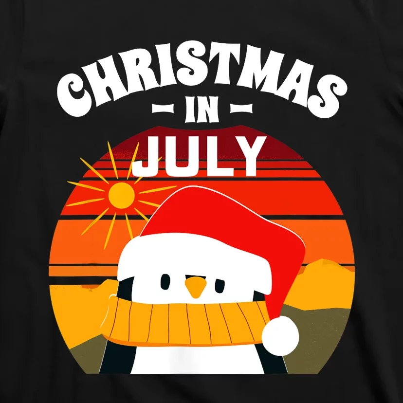 Christmas in July Summers Santa Penguin T-Shirt