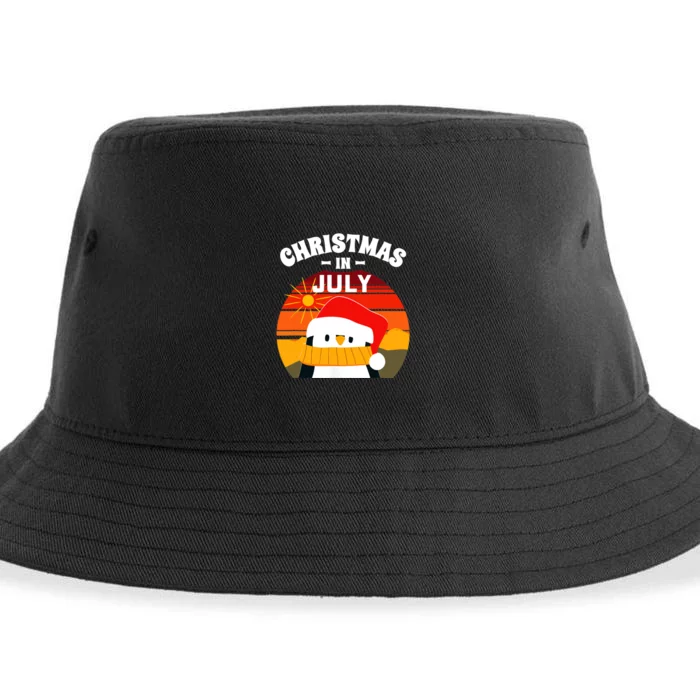 Christmas in July Summers Santa Penguin Sustainable Bucket Hat