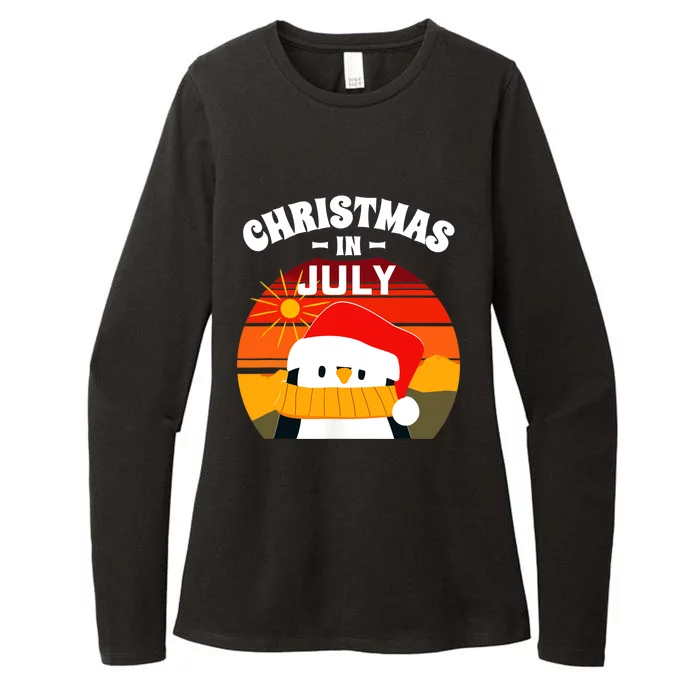 Christmas in July Summers Santa Penguin Womens CVC Long Sleeve Shirt