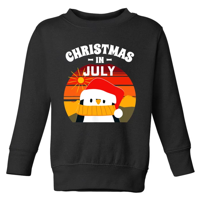 Christmas in July Summers Santa Penguin Toddler Sweatshirt