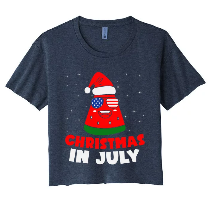 Christmas In July Watermelon Women's Crop Top Tee