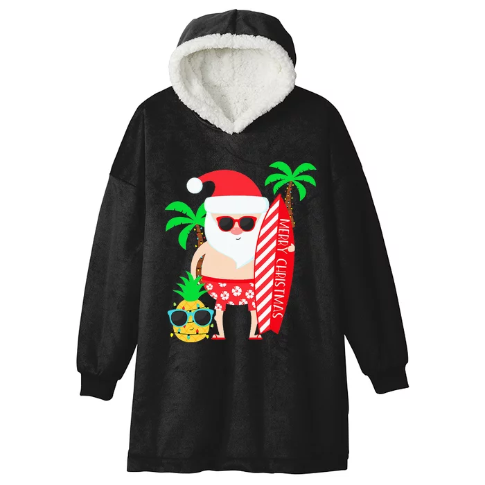 christmas in july party costume clothing santa surfing Hooded Wearable Blanket