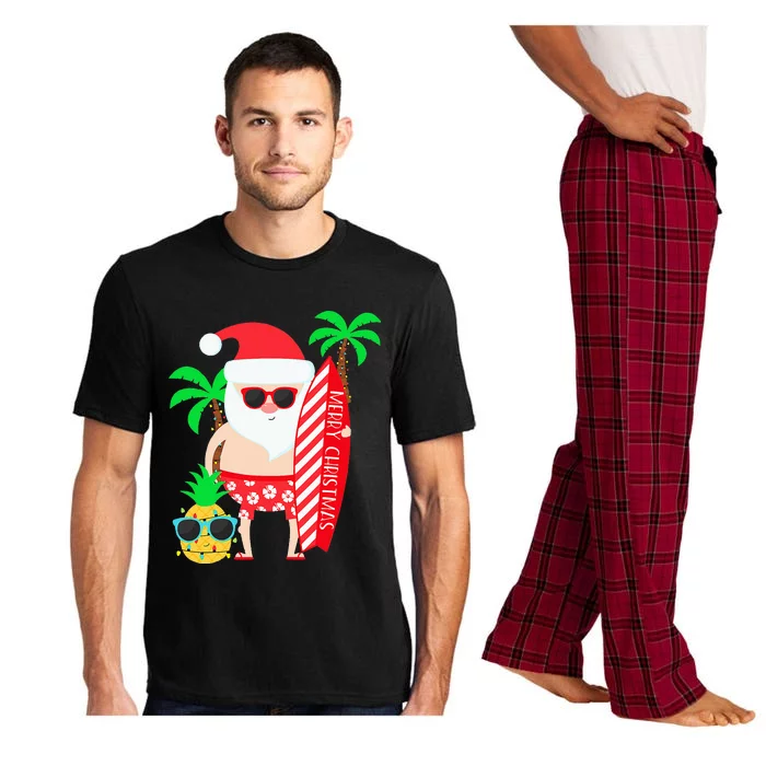 christmas in july party costume clothing santa surfing Pajama Set