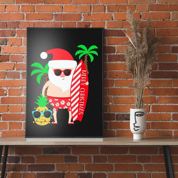 christmas in july party costume clothing santa surfing Poster